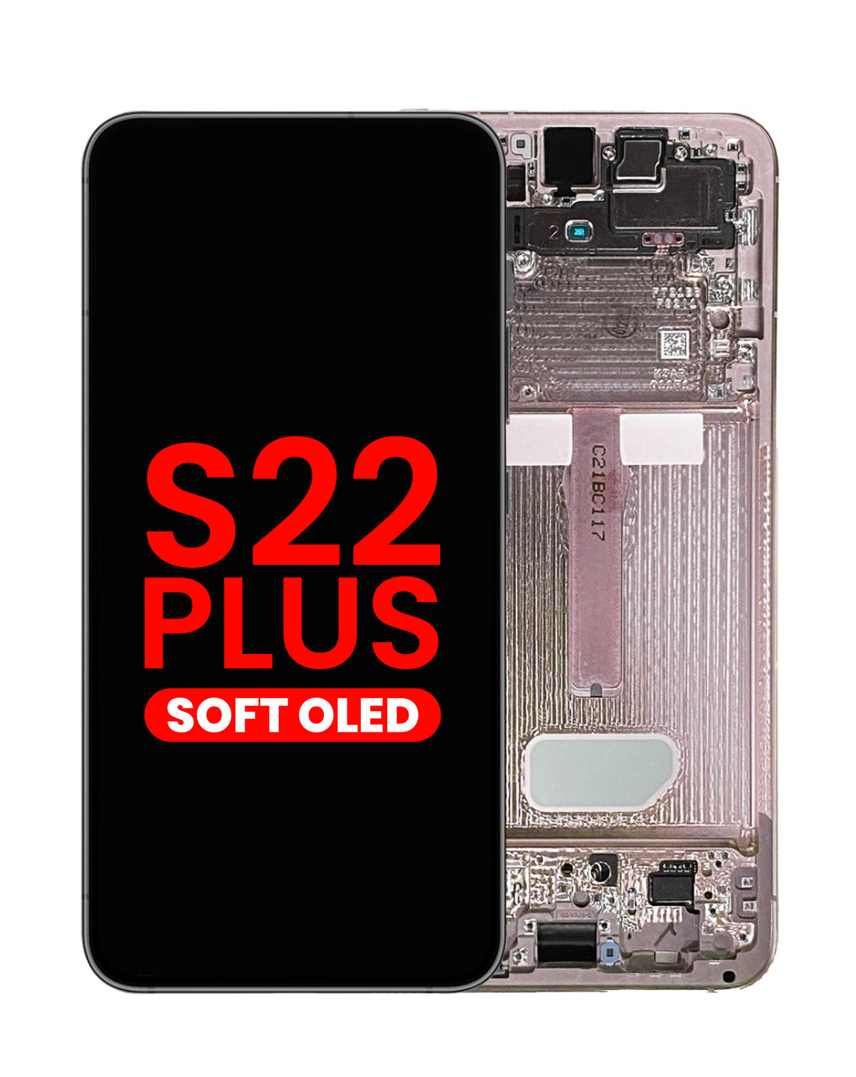 OLED Assembly with Frame for Galaxy S22 Plus (S906) (Pink Gold) (Aftermarket Plus Soft)