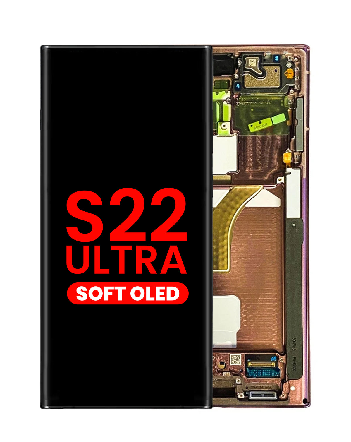 OLED Assembly with Frame for Galaxy S22 Ultra (S908) (Burgundy) (Aftermarket Plus Soft)