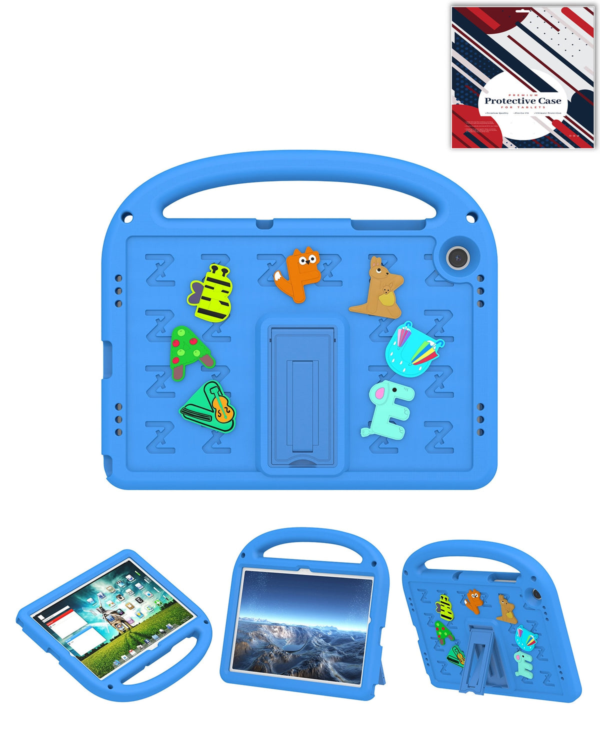 Shockproof Handle Case with Charms (BLUE) for Galaxy Tab A9 Plus / Tab A11 Plus (Only Ground Shipping)