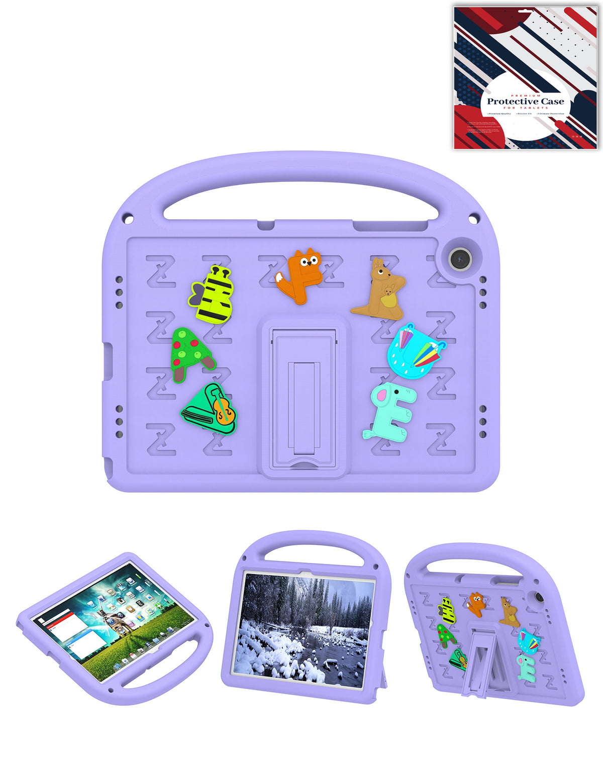Shockproof Handle Case with Charms (PURPLE) for Galaxy Tab A9 Plus / Tab A11 Plus (Only Ground Shipping)