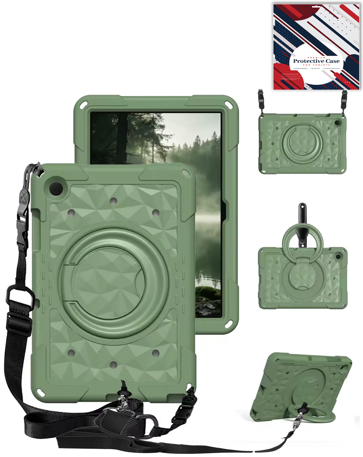 HaloRing 360 Tablet Case with Shoulder Strap (KHAKI) for Galaxy Tab A9 Plus 2023 (11") (X210, X216, X218) (Only Ground Shipping)