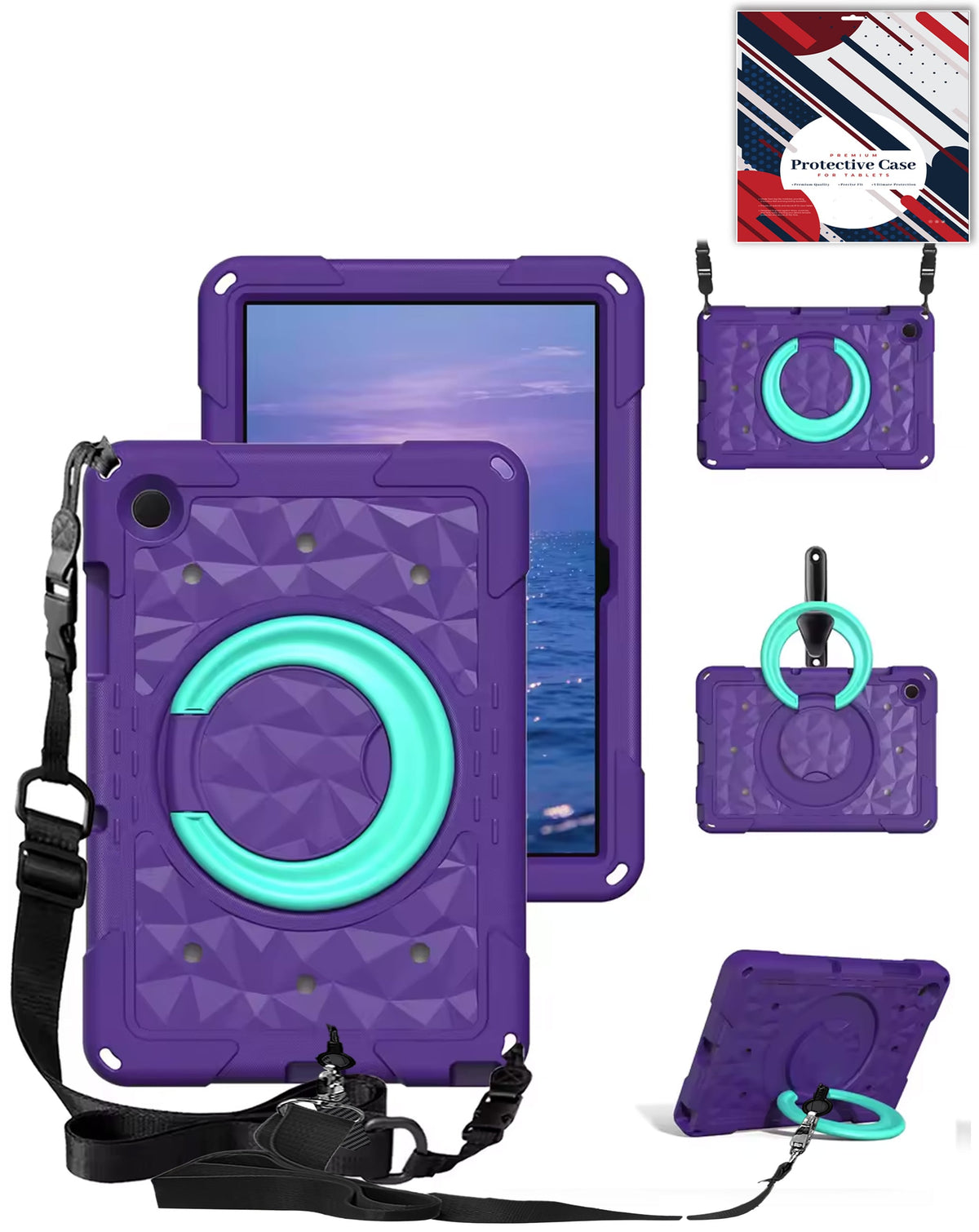 HaloRing 360 Tablet Case with Shoulder Strap (PURPLE) for Galaxy Tab A9 Plus 2023 (11") (X210, X216, X218) (Only Ground Shipping)