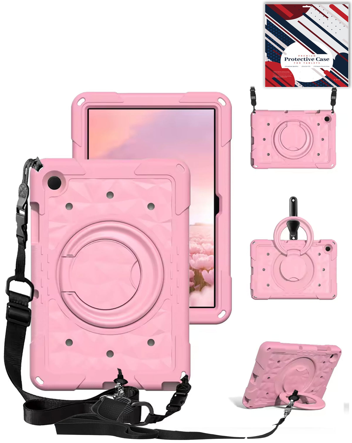 HaloRing 360 Tablet Case with Shoulder Strap (PINK) for Galaxy Tab A9 Plus 2023 (11") (X210, X216, X218) (Only Ground Shipping)