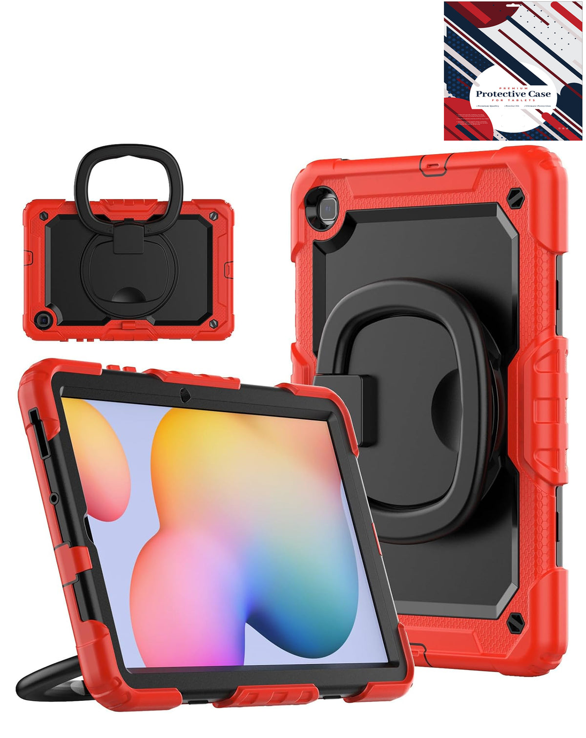 Silicone Cas with 360 Folding Handle Grip for Galaxy Tab S6 lite 10.4" - RED (Only Ground Shipping)