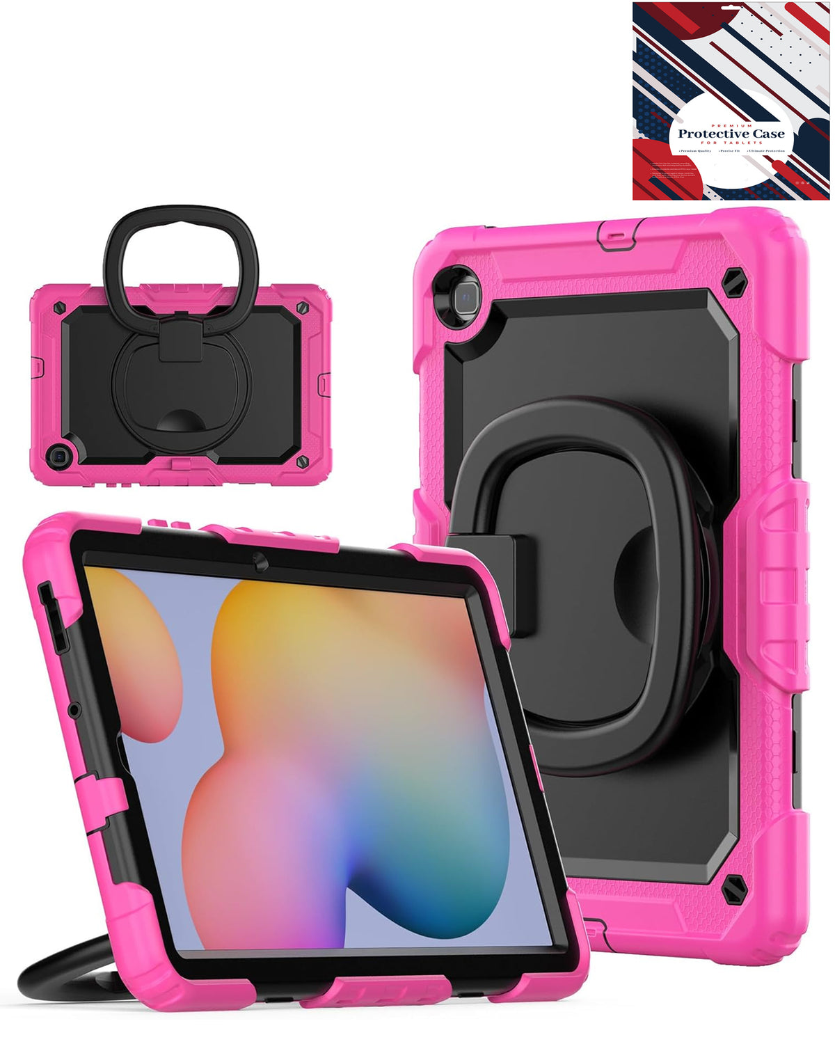 Silicone Cas with 360 Folding Handle Grip for Galaxy Tab S6 lite 10.4" - ROSE PINK (Only Ground Shipping)