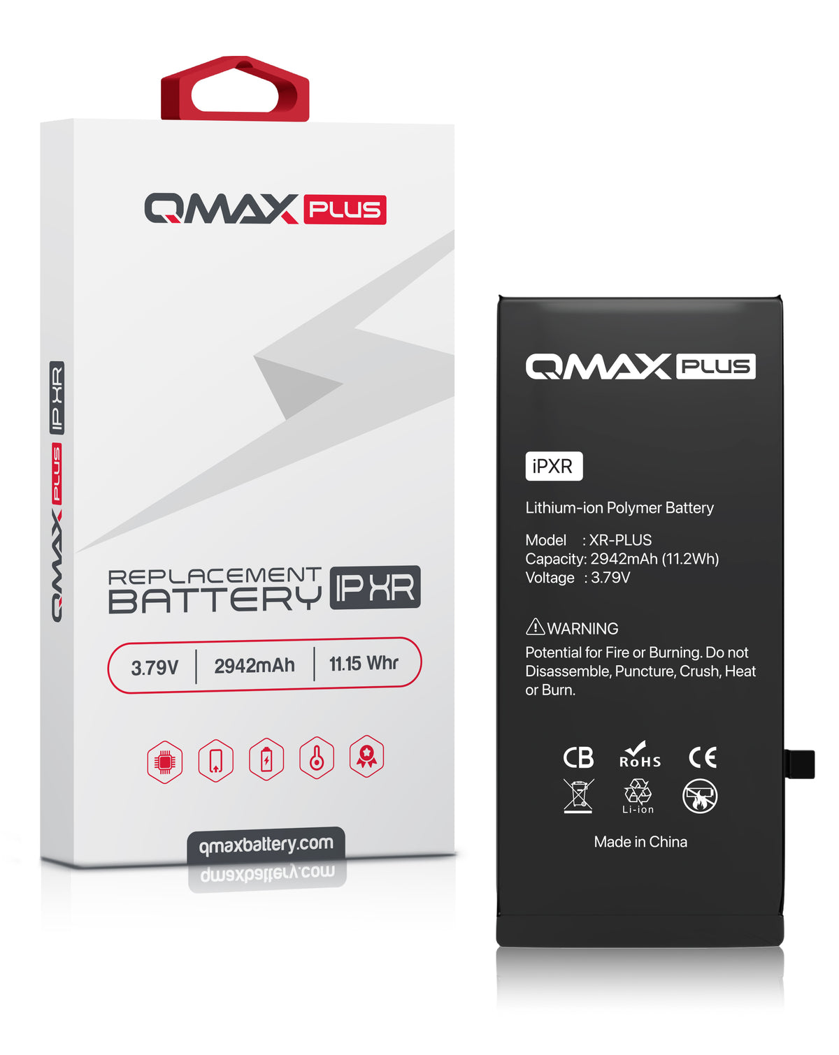QMAX Plus Replacement Battery for iPhone XR (2942 mAh) (Only Ground Shipping)