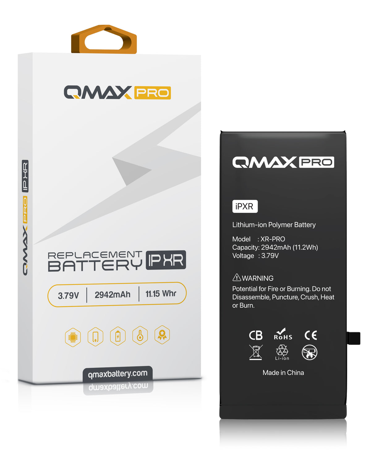 QMAX Pro Replacement Battery for iPhone XR (2942 mAh) (Only Ground Shipping)