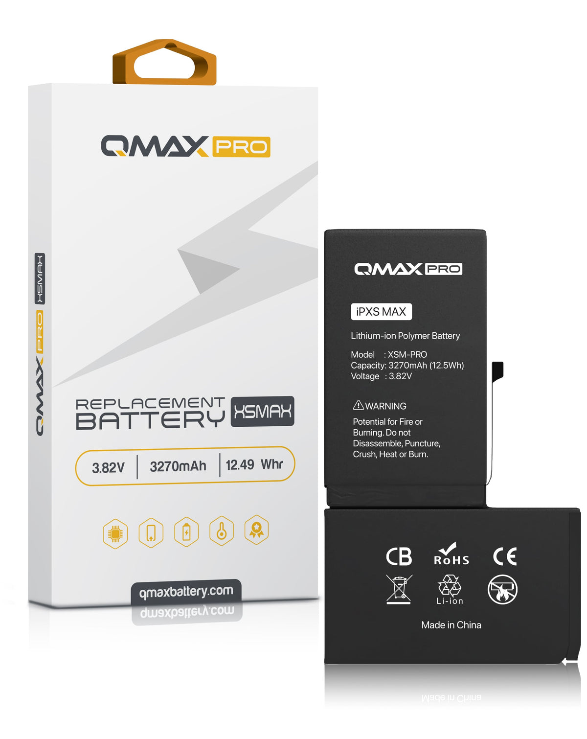QMAX Pro Replacement Battery for iPhone XS Max (3270 mAh) (Only Ground Shipping)
