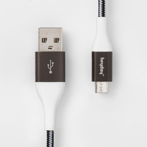Heyday Lightning to USB-A Braided Cable 4ft - Black/White/Gunmetal image 0