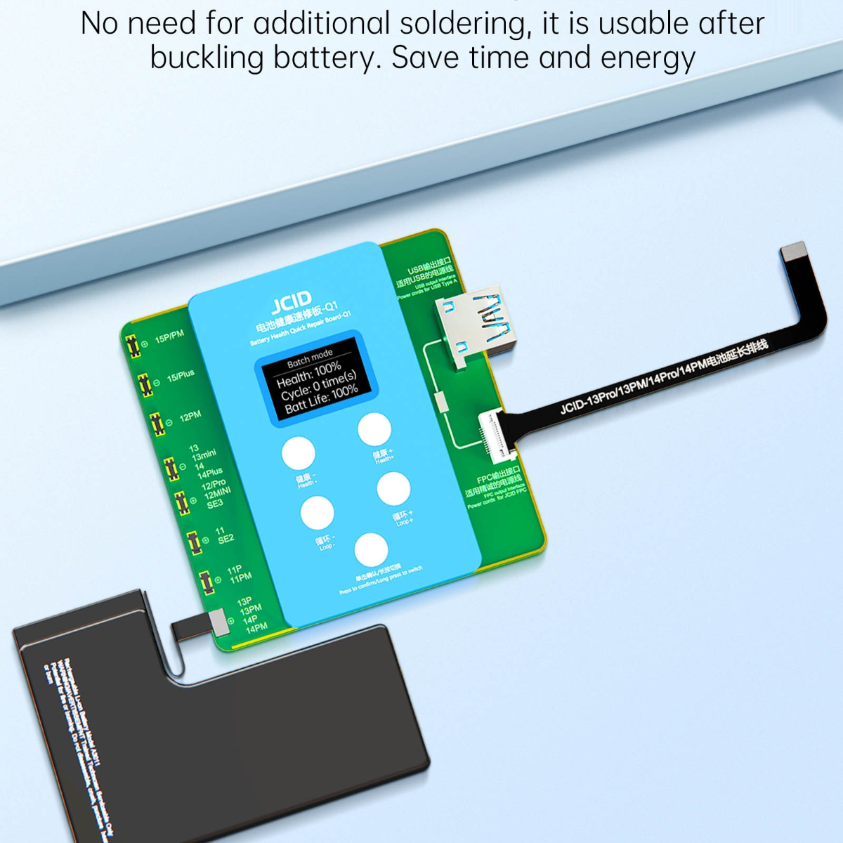 JCID Q1 Battery Health Quick Repair Board for iPhone 11 to 15 Pro Max