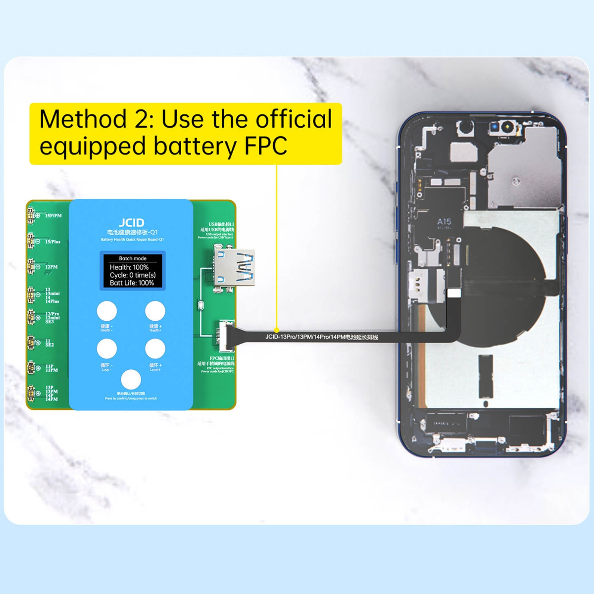 JCID Q1 Battery Health Quick Repair Board for iPhone 11 to 15 Pro Max
