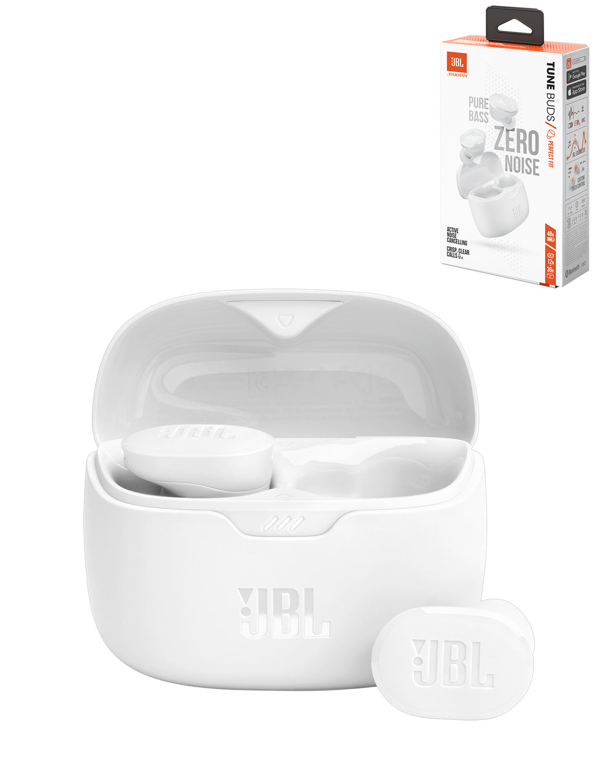 JBL Tune Buds ANC Pure Bass Earphones - WHITE (Only Ground Shipping)