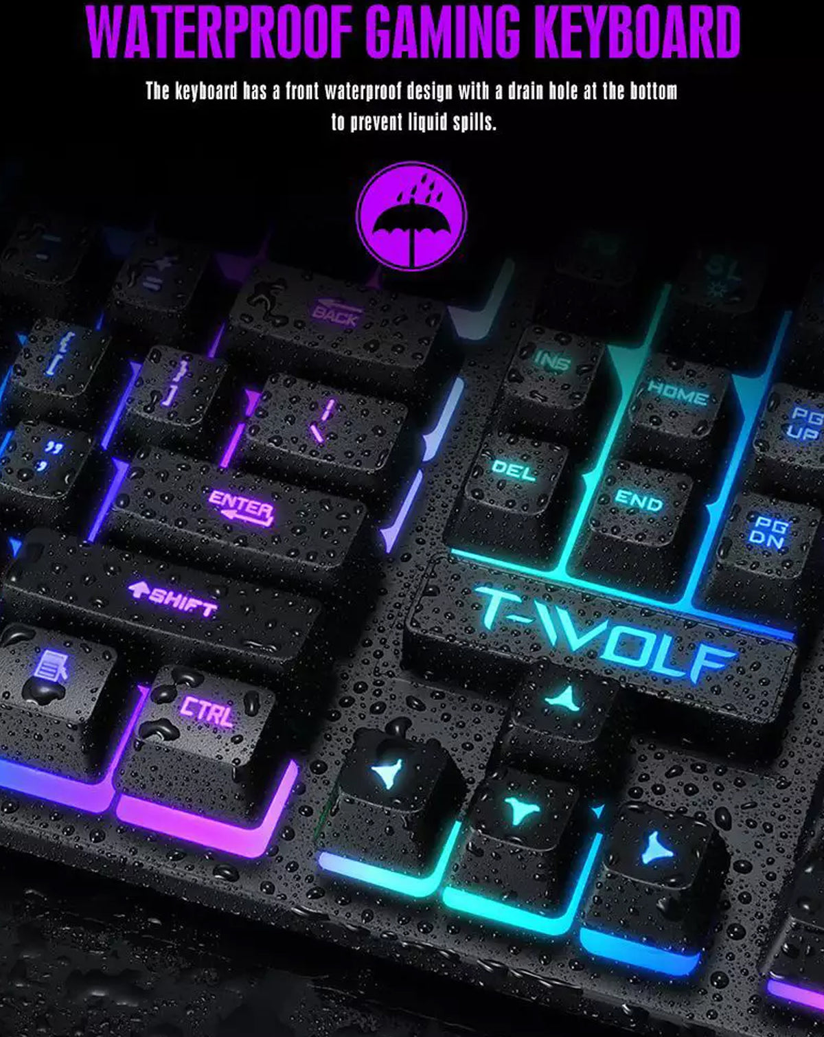RGB Full Size Gaming Keyboard with Multimedia Keys (T20) (Only Ground Shipping)