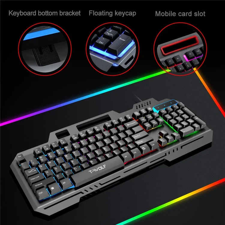 Iron-Plate Lightning Style RGB Full Size Gaming Keyboard (T16) (Only Ground Shipping)
