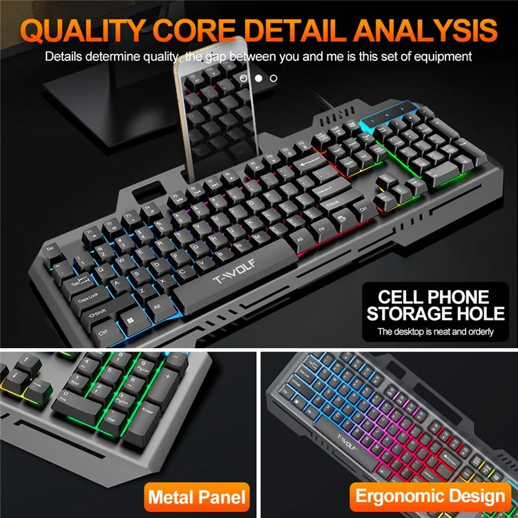 Iron-Plate Lightning Style RGB Full Size Gaming Keyboard (T16) (Only Ground Shipping)