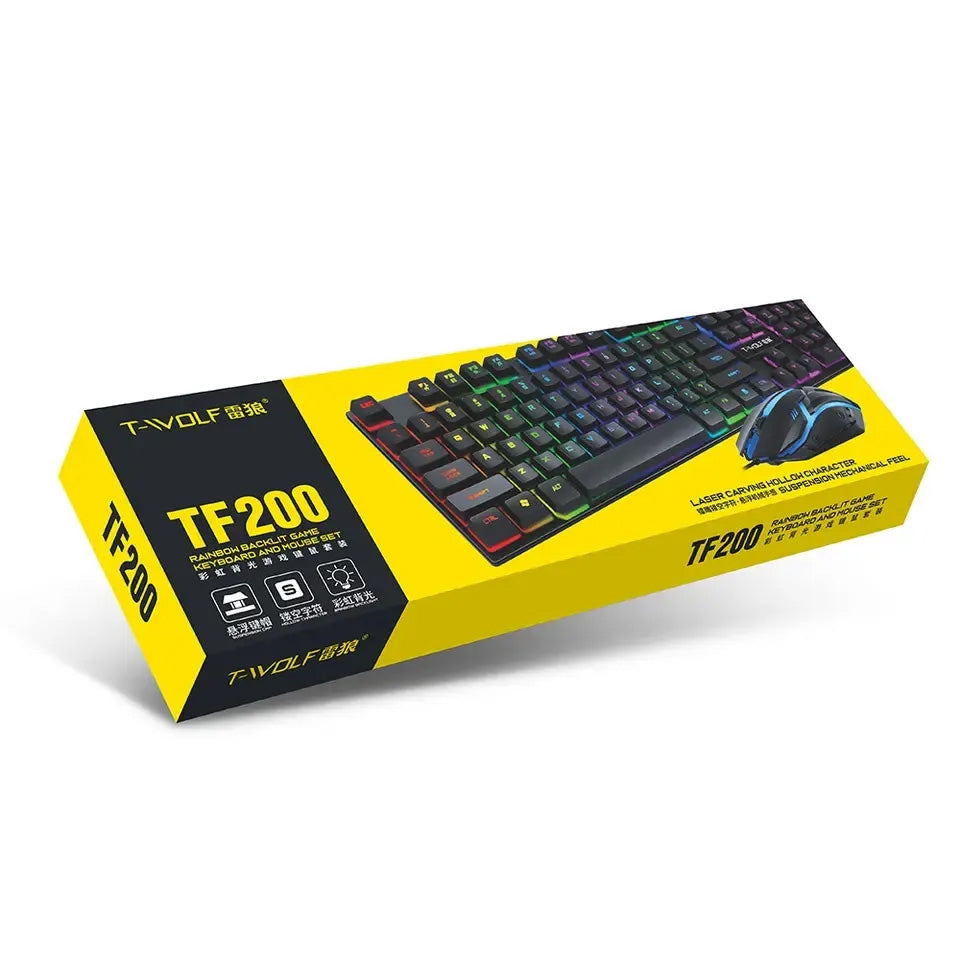 2in1 RGB Full Size Wired Gaming Keyboard and Mouse with Multimedia Keys (TF200) (Only Ground Shipping)