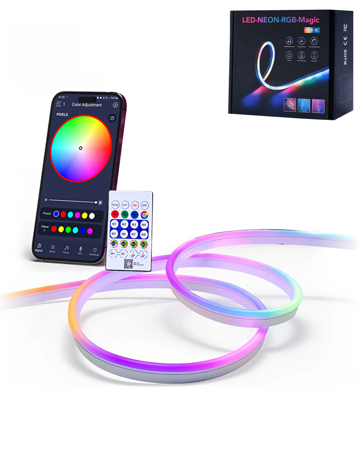 Bluetooth Control RGB Neon Style LED Strip (2m) (Only Ground Shipping)