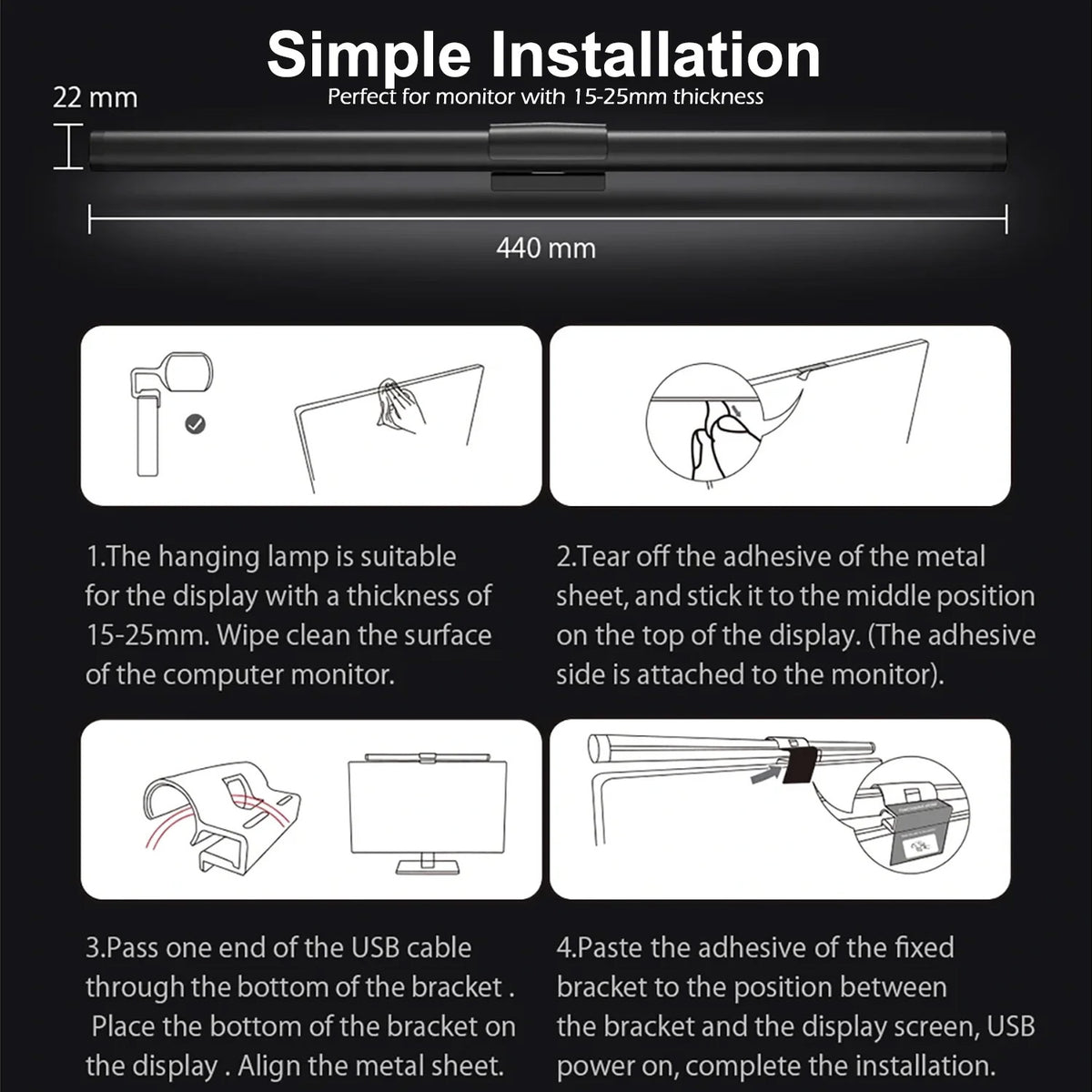 Knob Control Anti-Glare Aluminum LED Monitor / Ambience Light (44cm) (Only Ground Shipping)