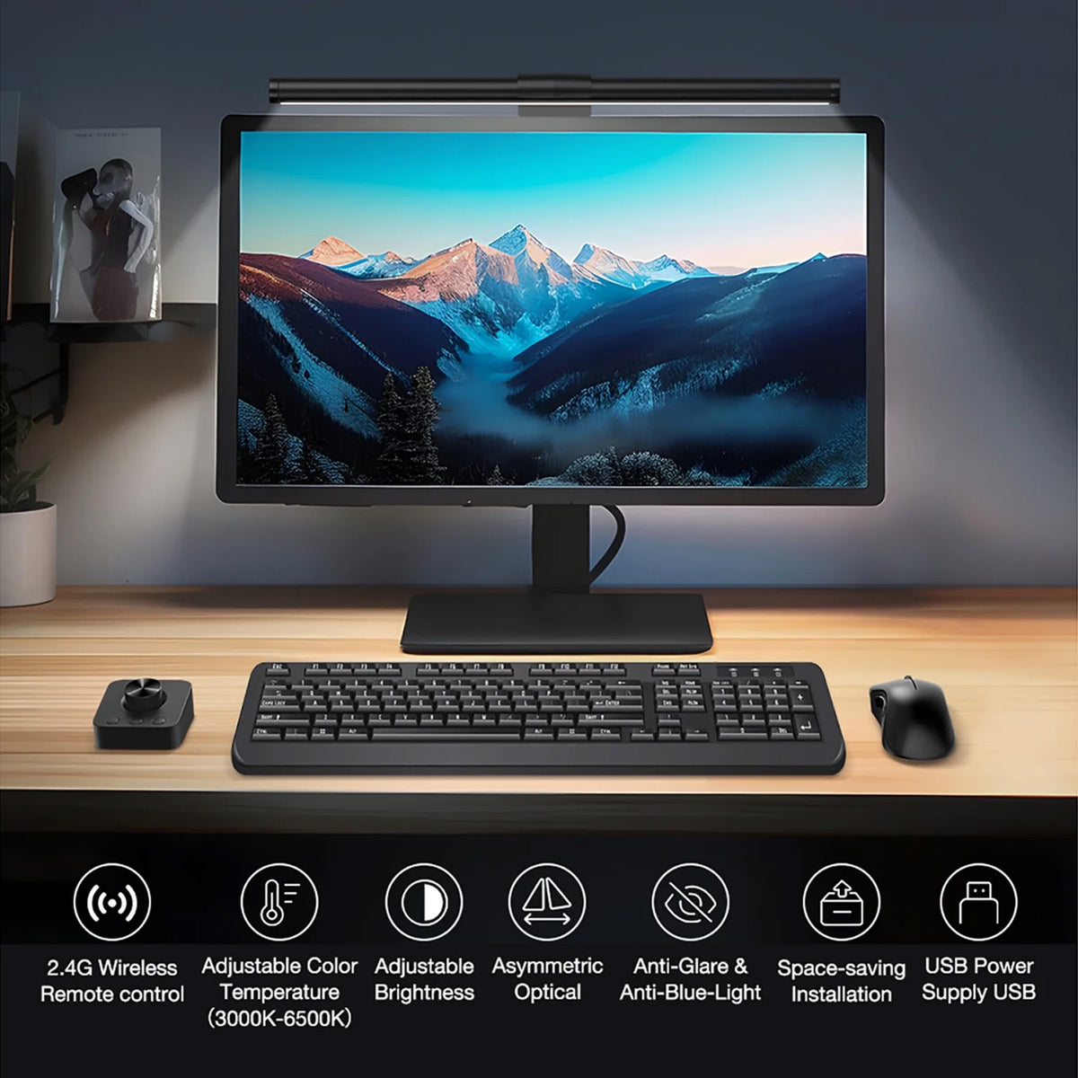 Knob Control Anti-Glare Aluminum LED Monitor / Ambience Light (44cm) (Only Ground Shipping)