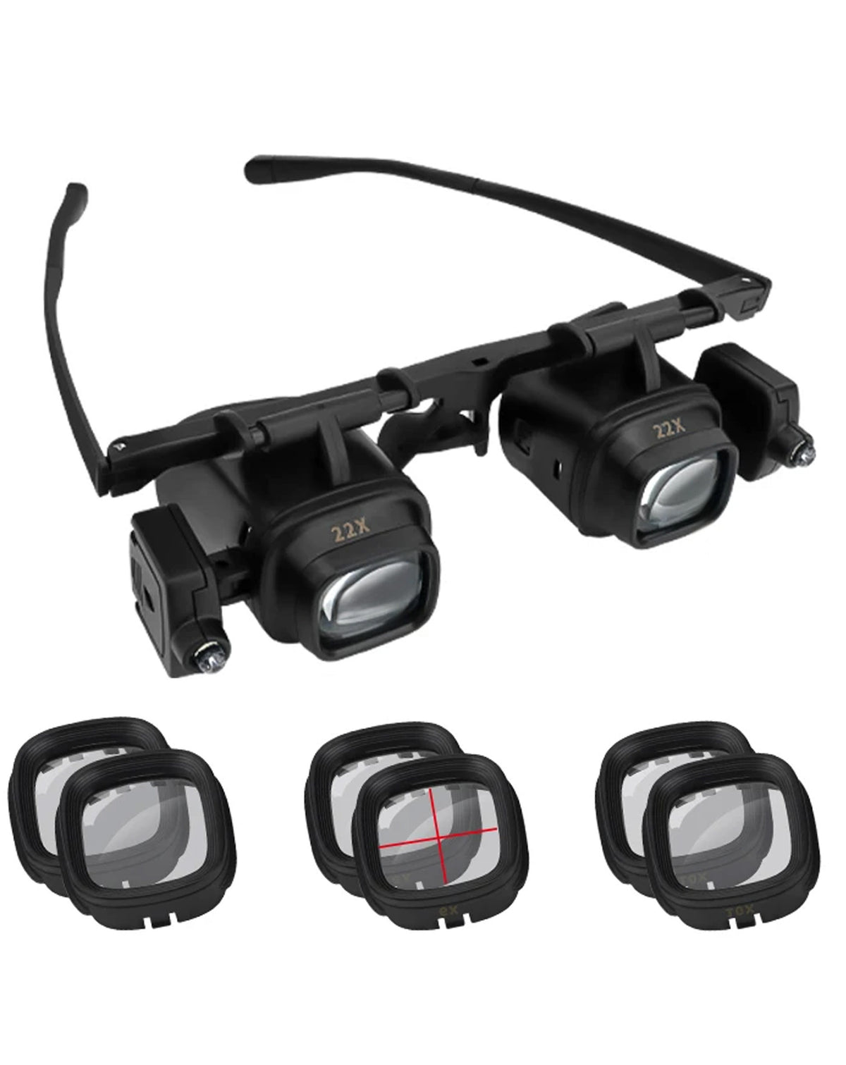 Head Mount Repair Magnifier Interchangeable 2X to 24X Lenses with 2 LED Lights (Only Ground Shipping)