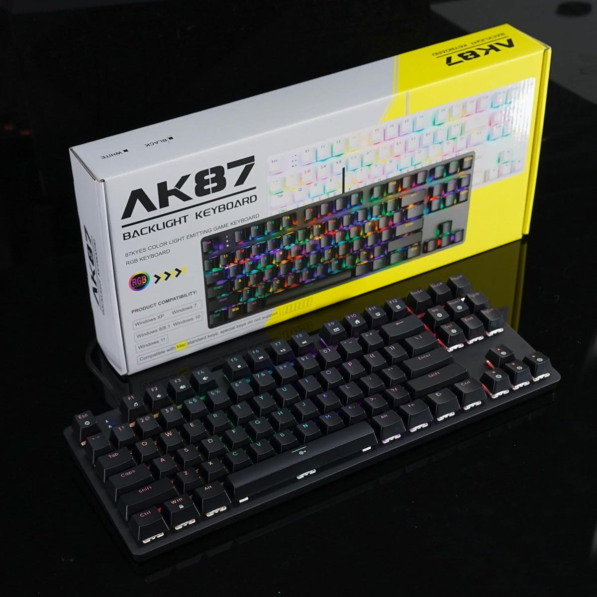 Mechanical Wired Full-Size 87 Key RGB Keyboard AK87 (Only Ground Shipping)