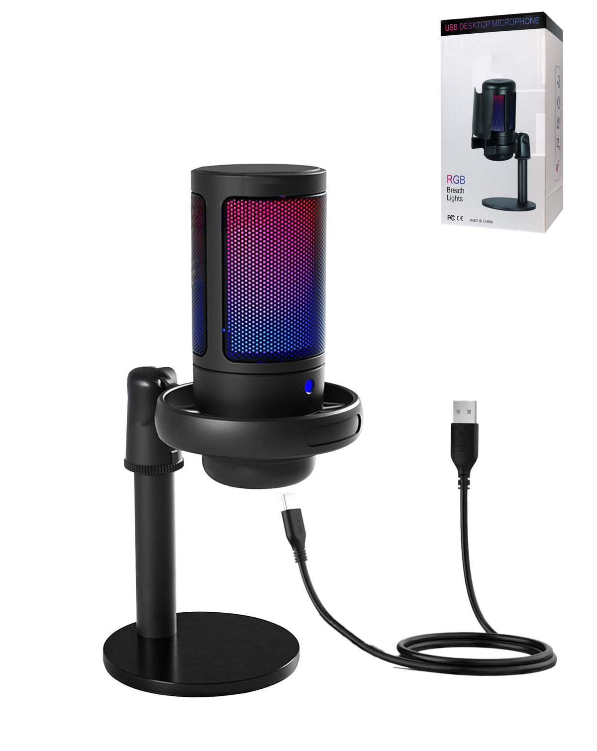 Wired RGB Desktop Computer Microphone (Only Ground Shipping)