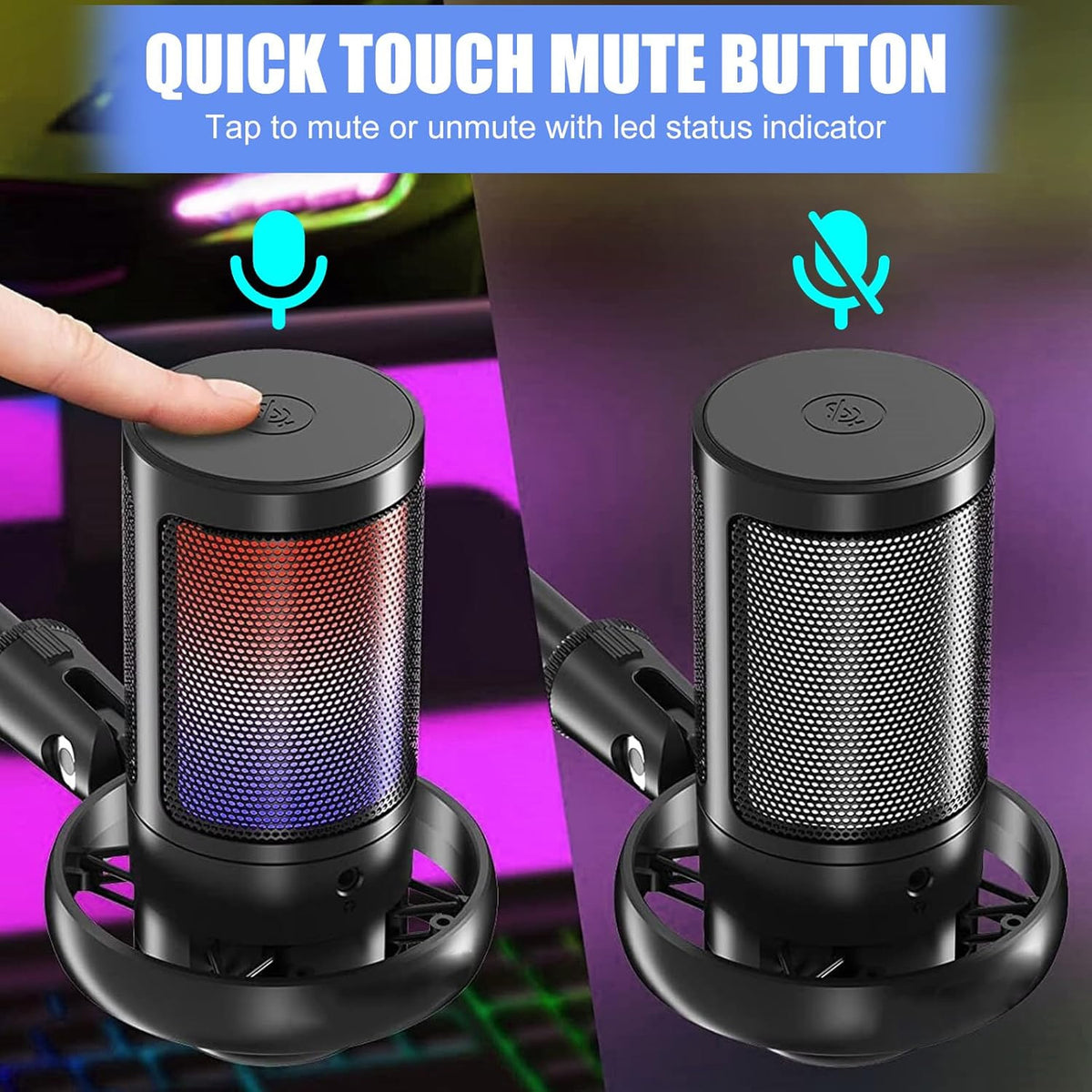 Wired RGB Desktop Computer Microphone (Only Ground Shipping)