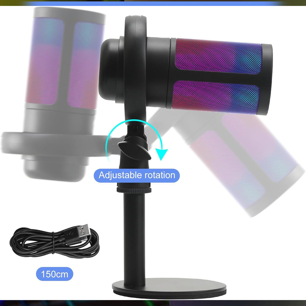 Wired RGB Desktop Computer Microphone (Only Ground Shipping)