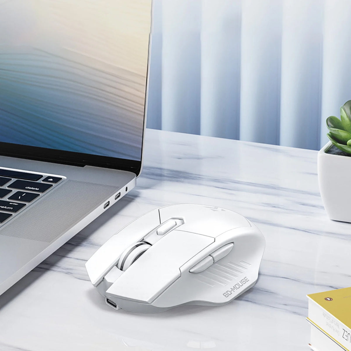 Bluetooth + 2.4G 6 Button Low-Latency Wireless Mouse (WHITE) (Only Ground Shipping)