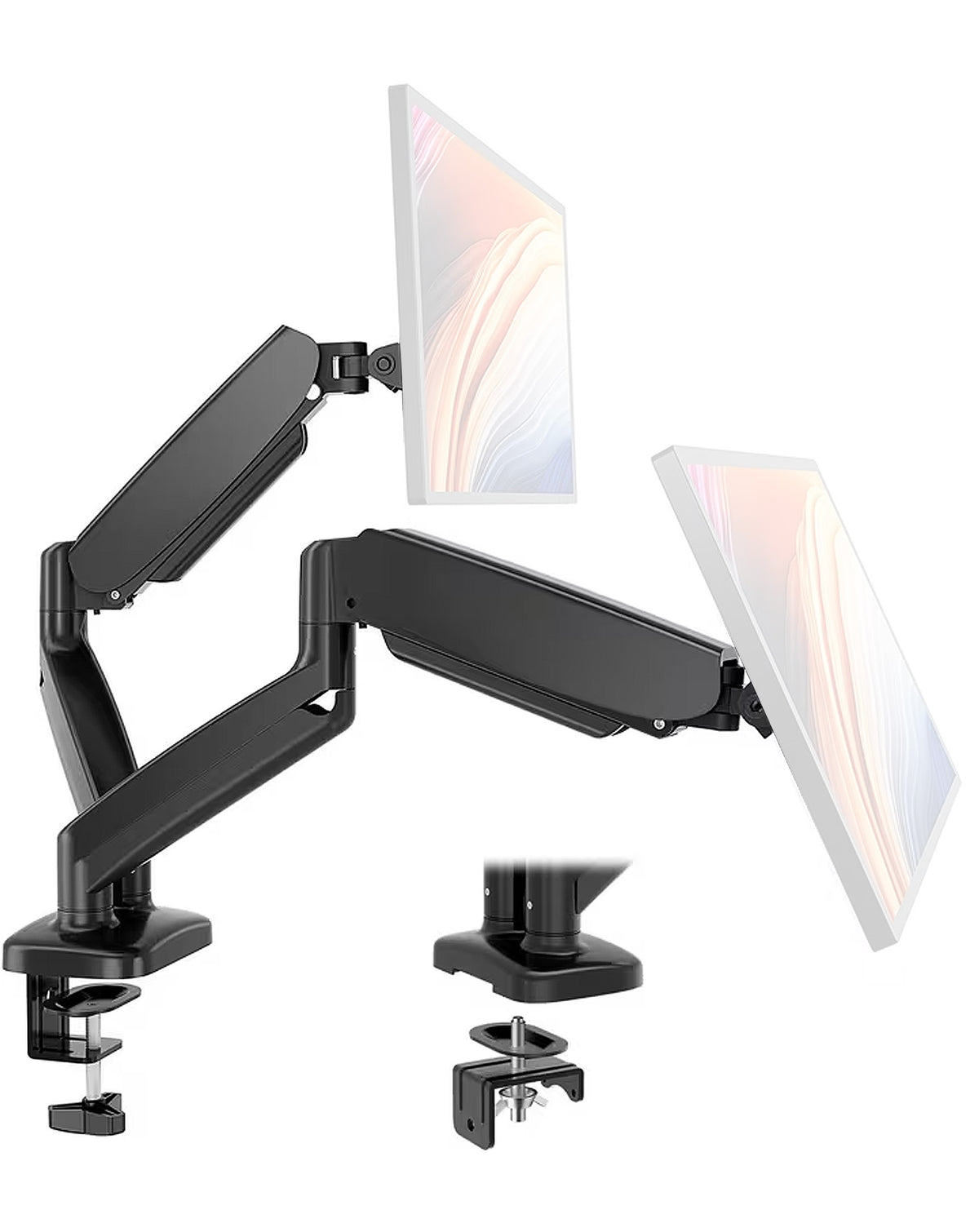 Adjustable Dual Monitor Stand with TESA Mouth 13''-32'' (BLACK) (Only Ground Shipping)