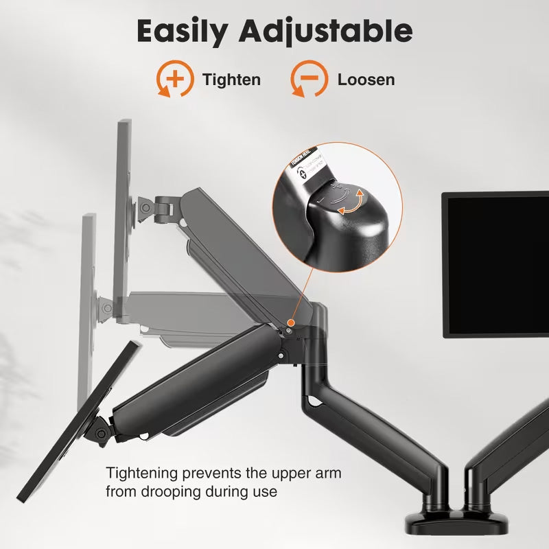 Adjustable Dual Monitor Stand with TESA Mouth 13''-32'' (BLACK) (Only Ground Shipping)