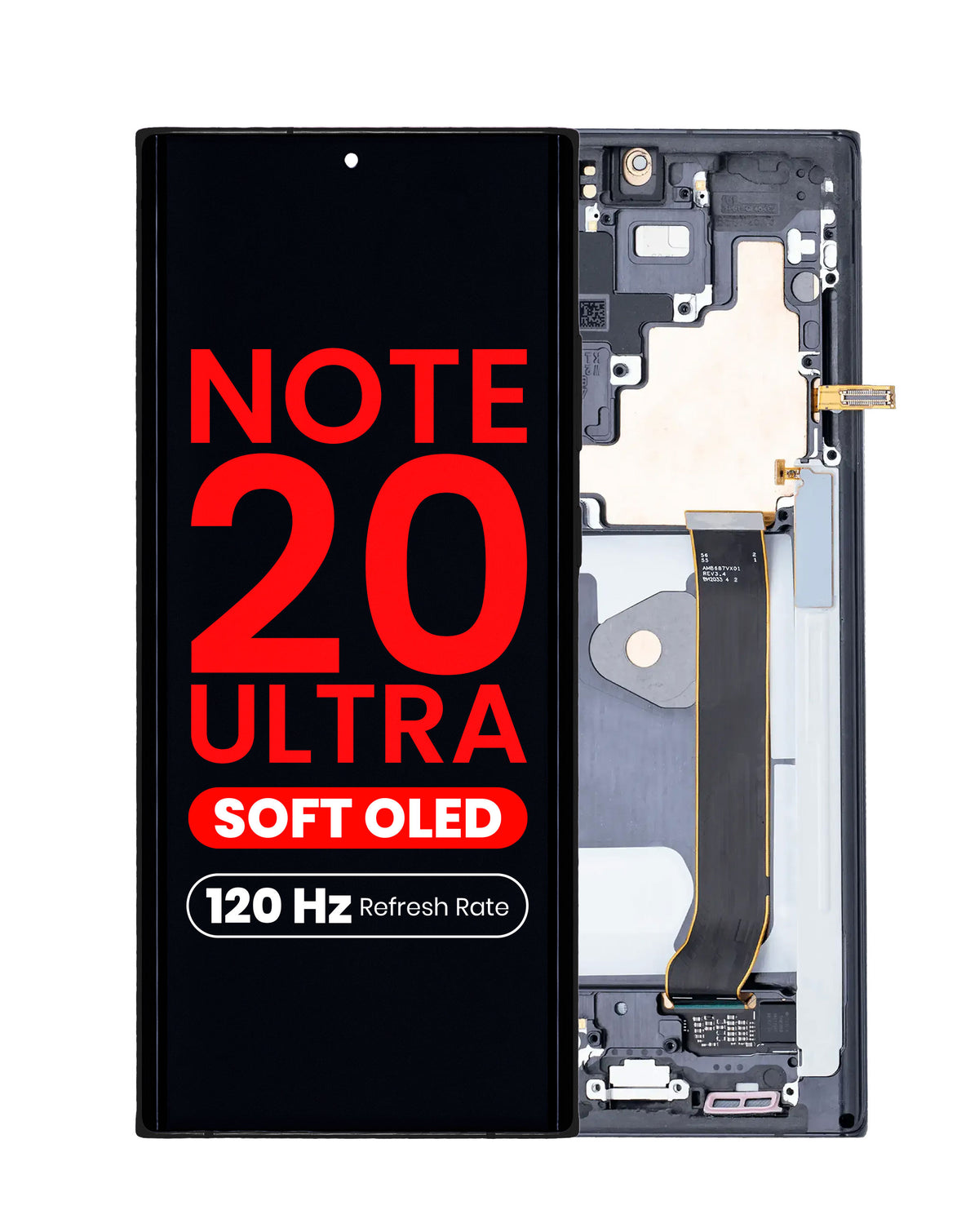 OLED Assembly with Frame for Galaxy Note 20 Ultra (N985/N986) (MYSTIC BLACK) (Aftermarket Plus Soft Oled / 120Hz)