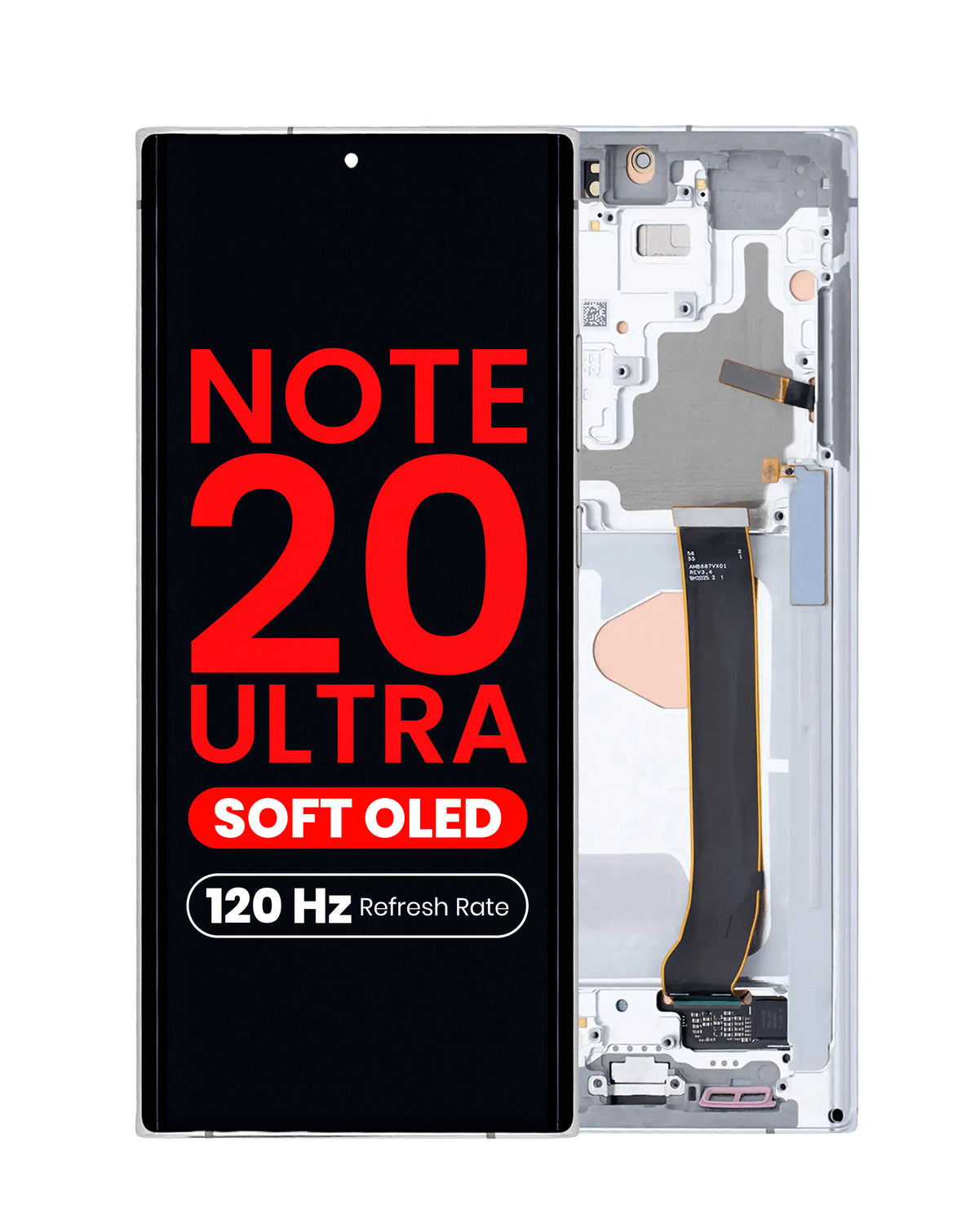 OLED Assembly with Frame for Galaxy Note 20 Ultra (N985/N986) (MYSTIC WHITE) (Aftermarket Plus Soft Oled / 120Hz)
