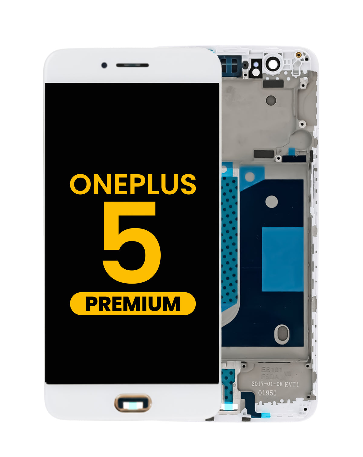 LCD Assembly with Frame for OnePlus 5 (A5000) (WHITE) (Premium)