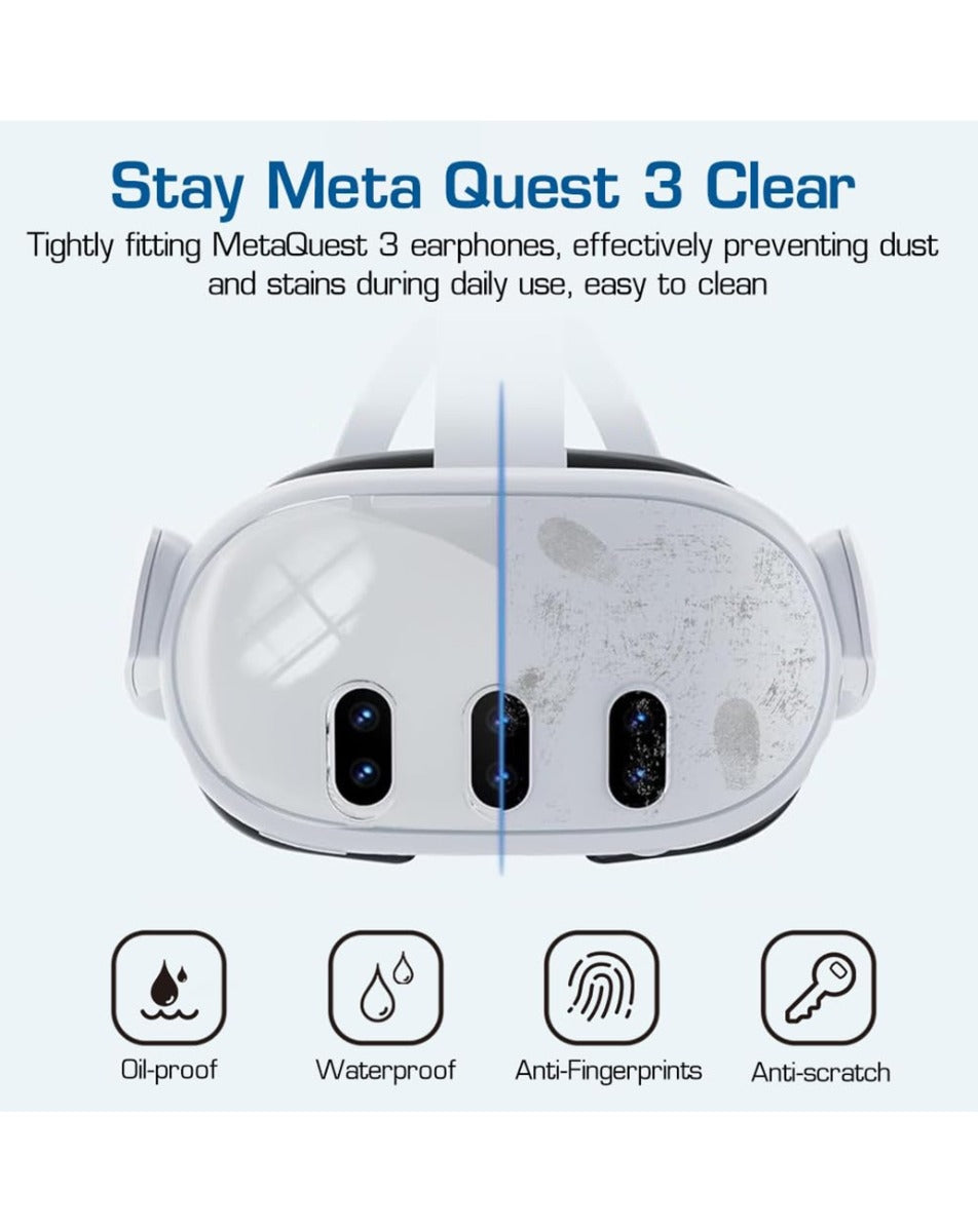 Transparent Case with Dust Cover, Cloth & Thumb Grip for Quest 3 (Only Ground Shipping)