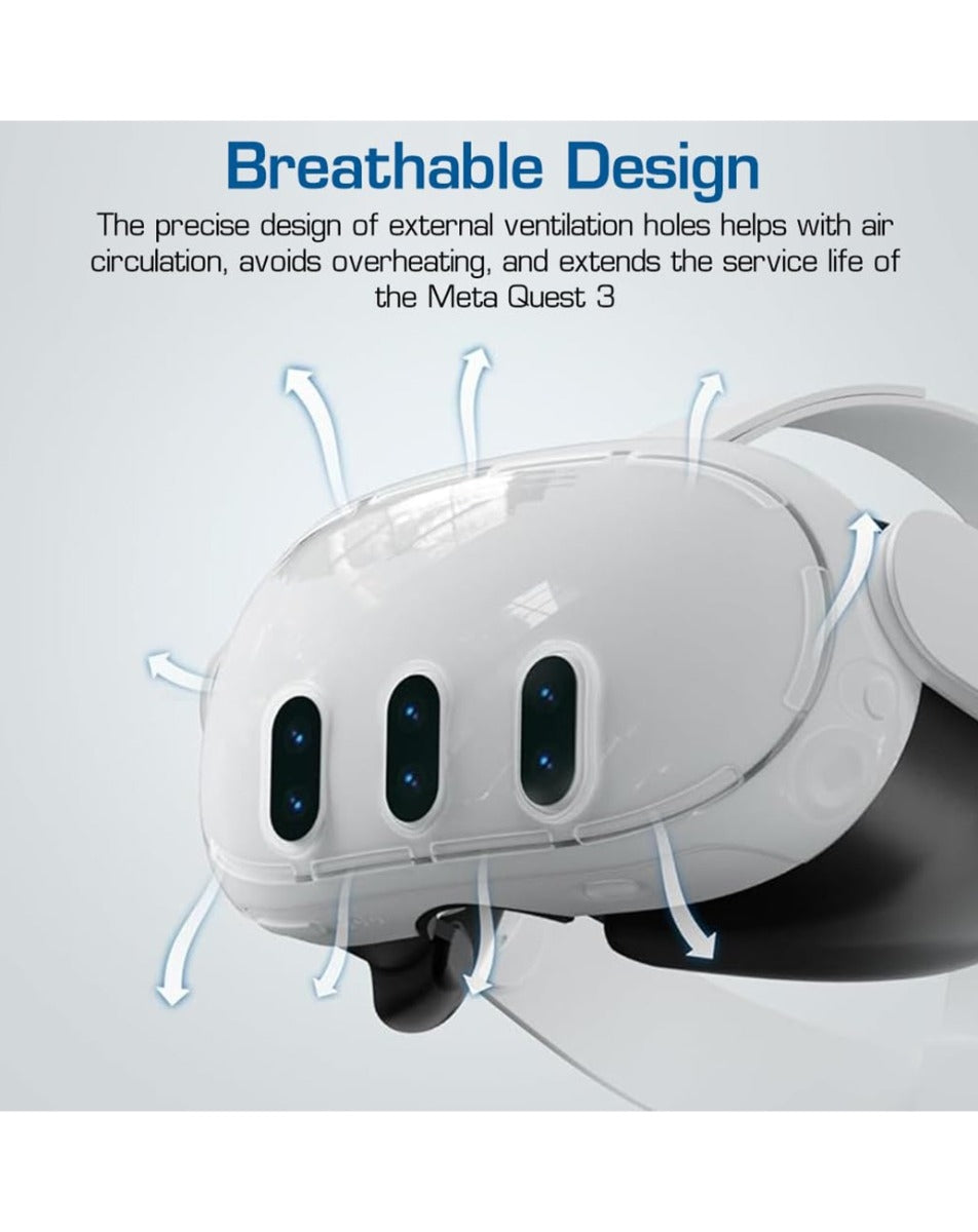 Transparent Case with Dust Cover, Cloth & Thumb Grip for Quest 3 (Only Ground Shipping)