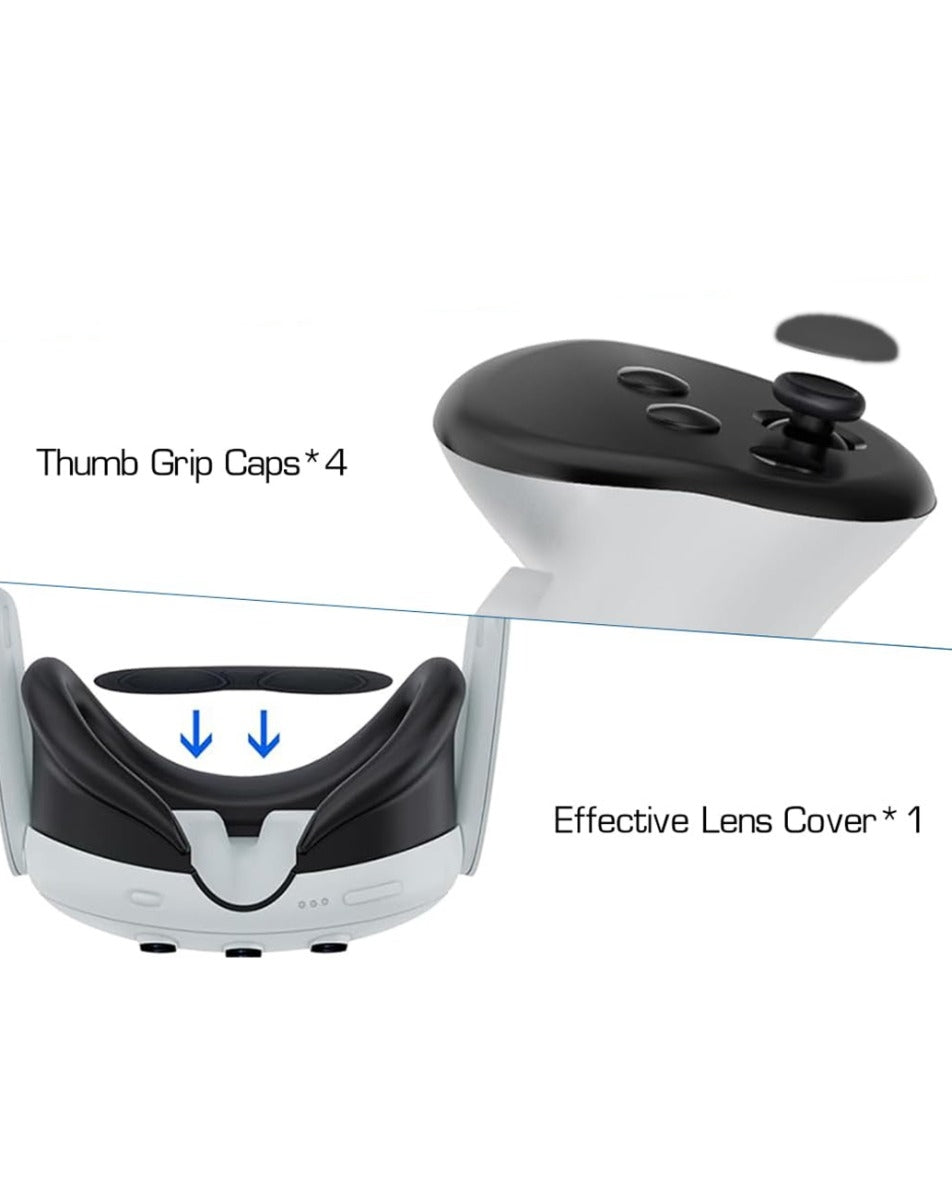 Transparent Case with Dust Cover, Cloth & Thumb Grip for Quest 3 (Only Ground Shipping)