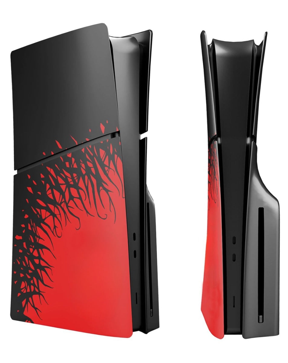 Faceplate Cover (BLACK & RED) (4 Piece Set) for PlayStation 5 Slim Disc Edition (NO LOGO) (Only Ground Shipping)