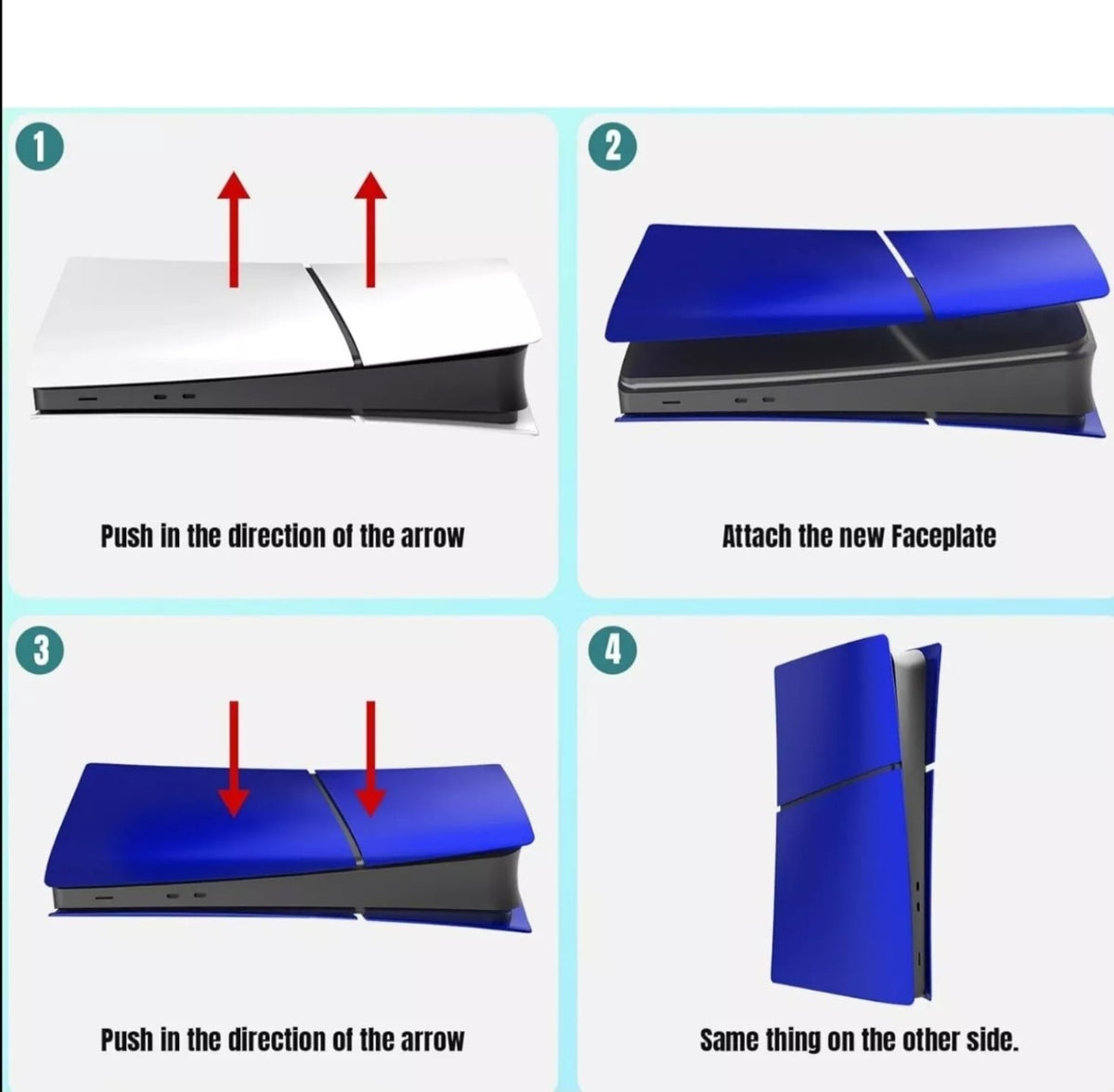 Faceplate Cover (BLUE) (4 Piece Set) for PlayStation 5 Slim Digital Edition (NO LOGO) (Only Ground Shipping)