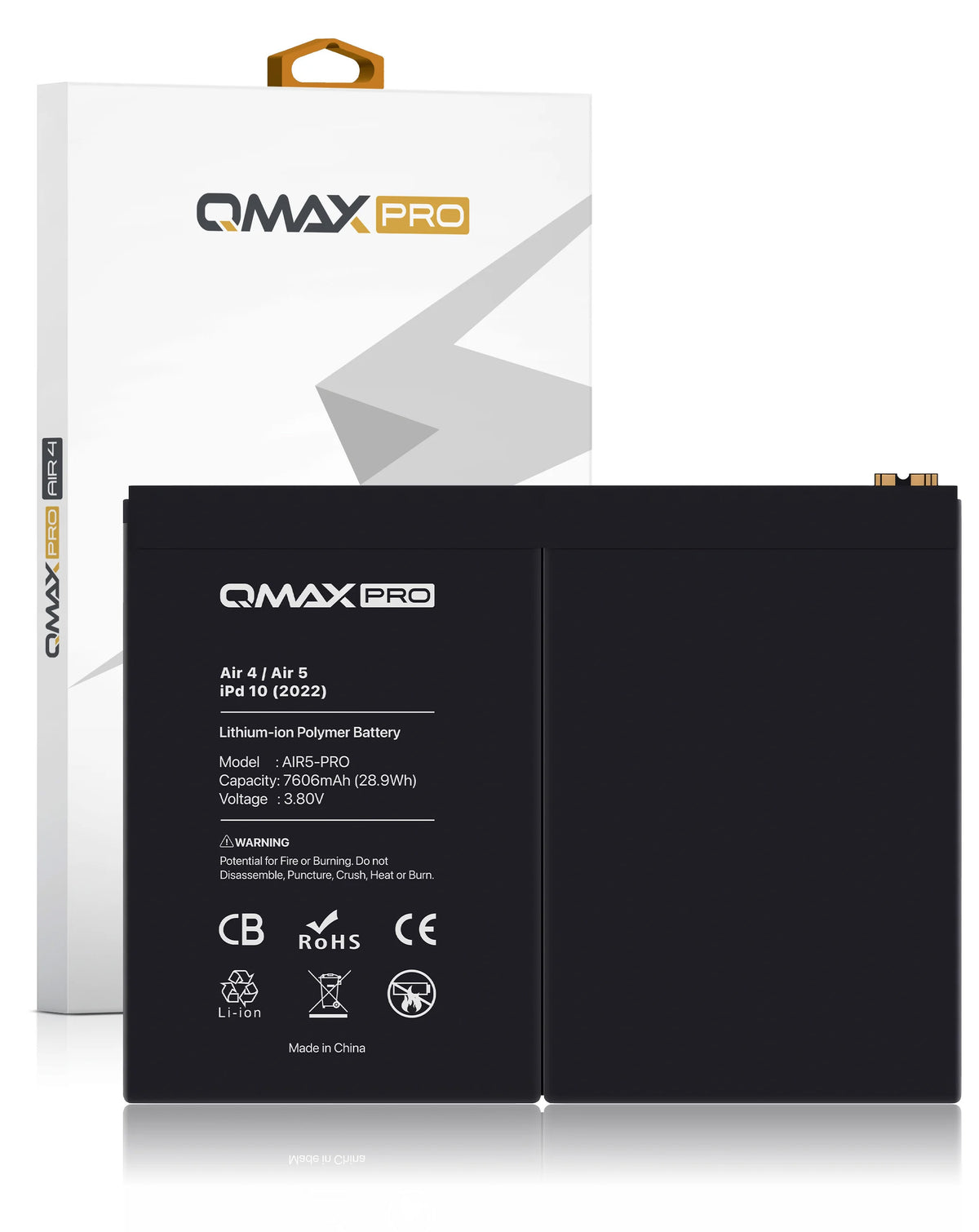 QMAX Replacement Battery for iPad Air 4 / 5 / iPad 10 (2022) / iPad 11 (2025) / iPad Air 11 (2024 / 2025 / 2026) (7606 mAh) (Only Ground Shipping)