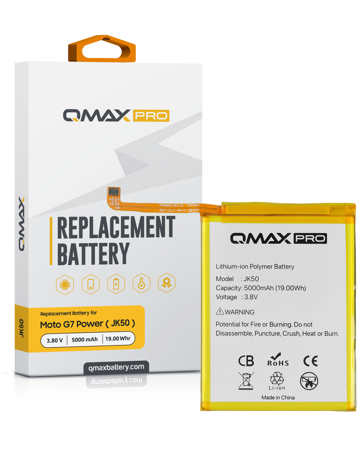QMAX Pro Replacement Battery for Motorola G Power (XT2165)/G Play (XT2093)/G Play 2023 (XT2271)/G9 Play (XT2083)/G 5G 2022 (XT2213)/G Power (XT2117)/G7 Power (XT1955)/G7 Supra (XT1955-5)/E40/G30/DEFY (XT2083-8)/E7 Plus/G10 (5000 mAh) (JK50)