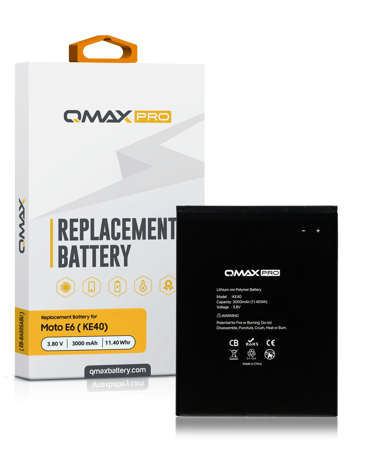 QMAX Pro Replacement Battery for Motorola E6 (XT2005) (2500 mAH) (KE40) (Only Ground Shipping)