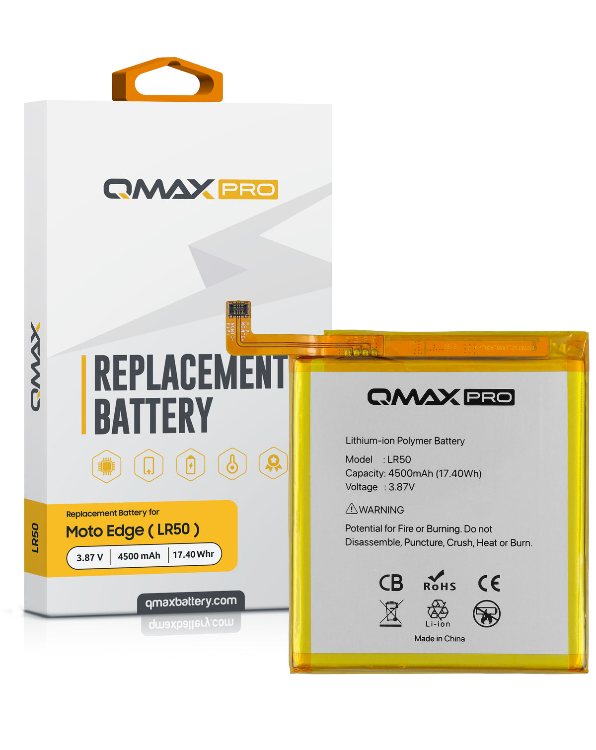 QMAX Pro Replacement Battery for Motorola Edge (XT2063) (4500 mAh) (LR50) (Only Ground Shipping)
