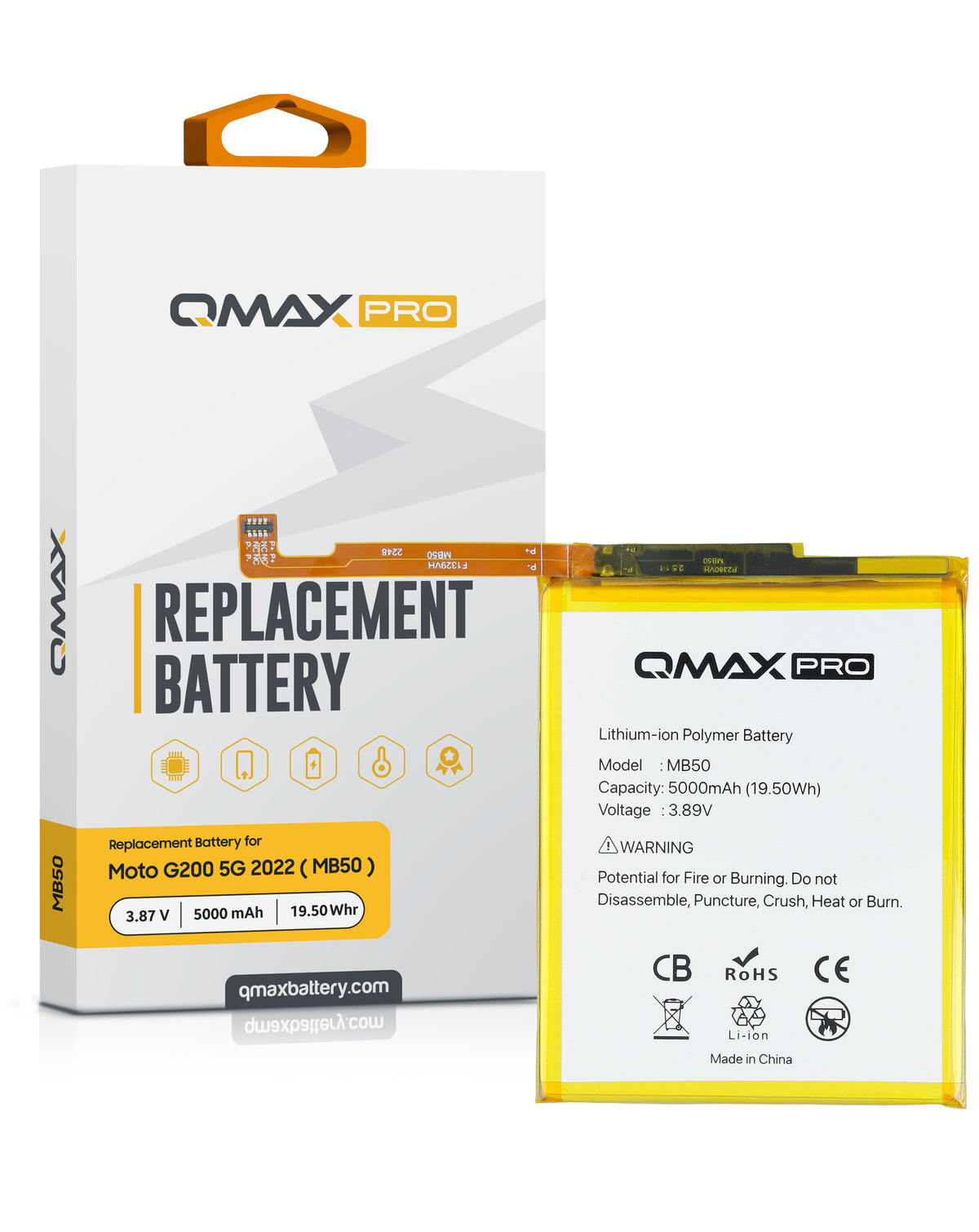 QMAX Pro Replacement Battery for Motorola Edge 5G (XT2141) / Edge S30 / G200 5G (XT2175) (5000 mAh) (MB50) (Only Ground Shipping)