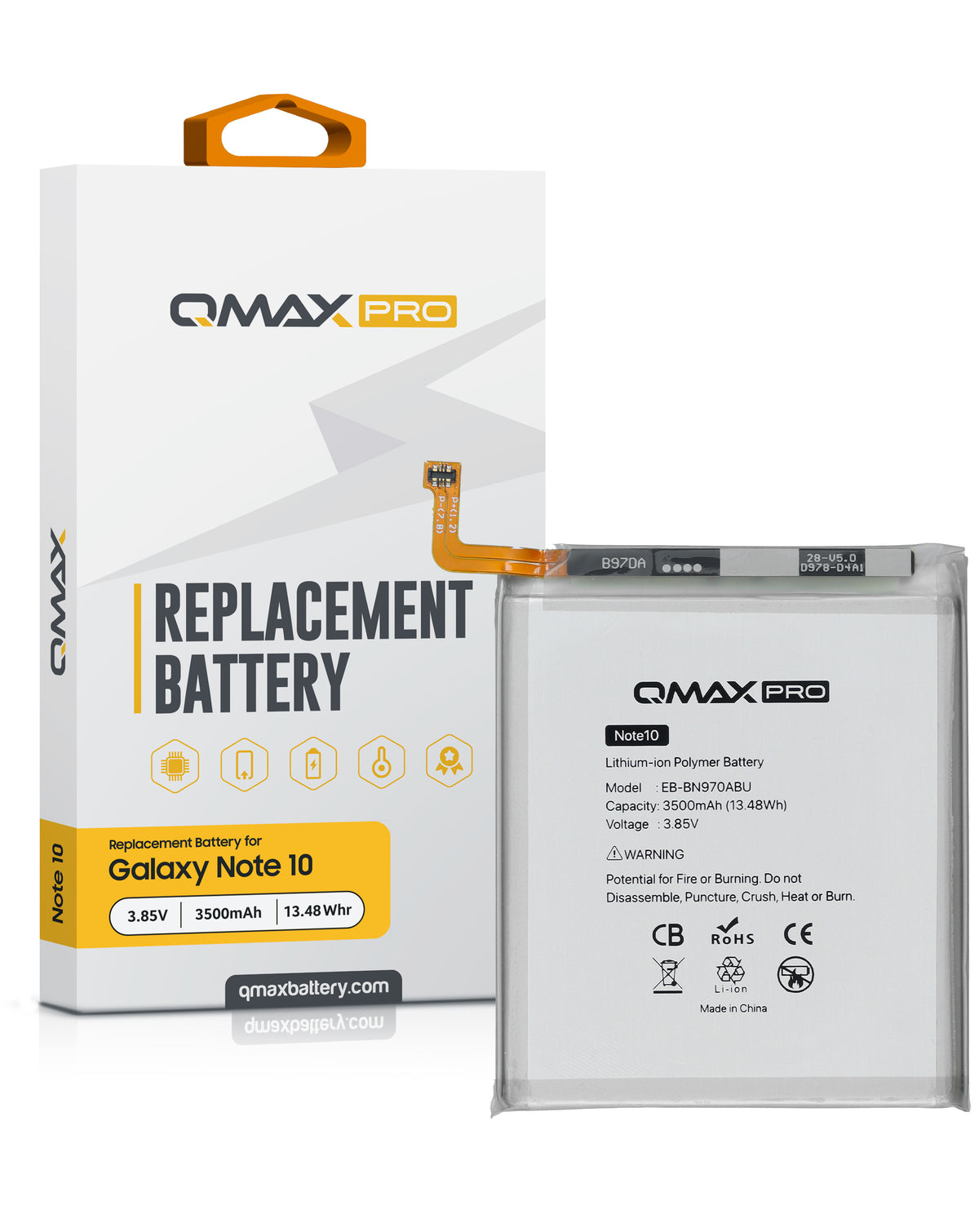 QMAX Pro Replacement Battery for Galaxy Note 10 (3500 mAh) (EB-BN970ABU) (Only Ground Shipping)