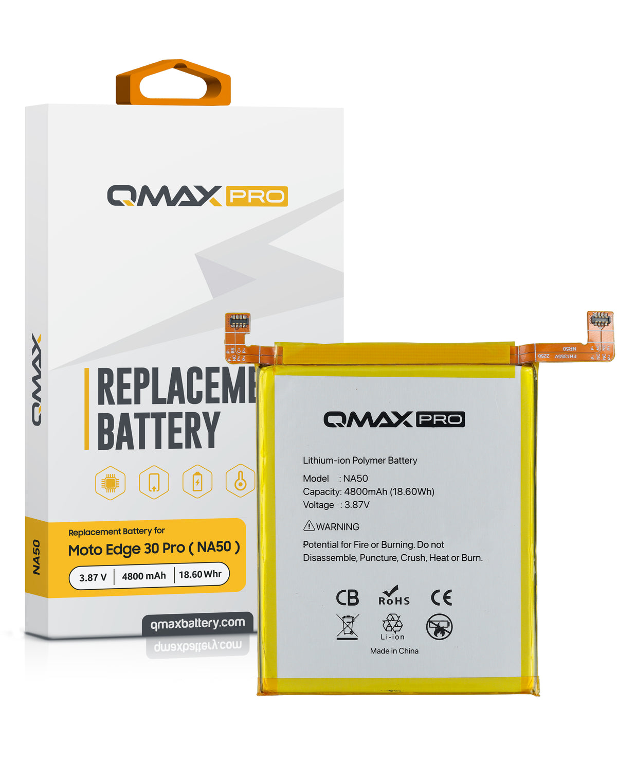 QMAX Pro Replacement Battery for Motorola Edge Plus (XT2201-4) / Edge 30 Pro (XT2201-1) (4800 mAh) (NA50) (Only Ground Shipping)