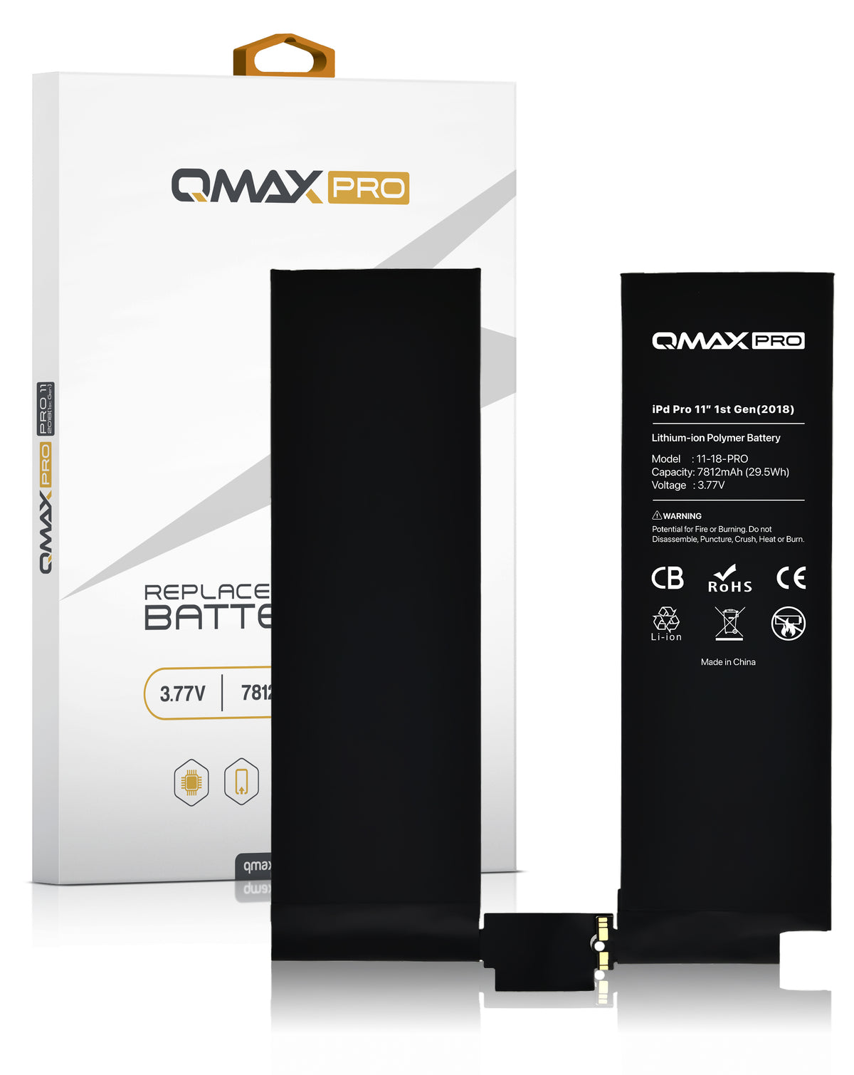 QMAX Replacement Battery for iPad Pro 11 (1st Gen / 2018) (7812 mAh) (Only Ground Shipping)