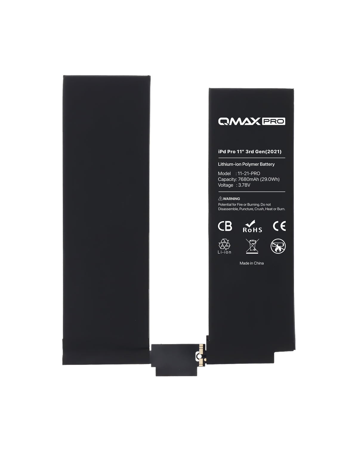 QMAX Replacement Battery for iPad Pro 11 (3rd Gen / 2021) / iPad Pro 11 (4th 2022) (7680 mAh) (Only Ground Shipping)