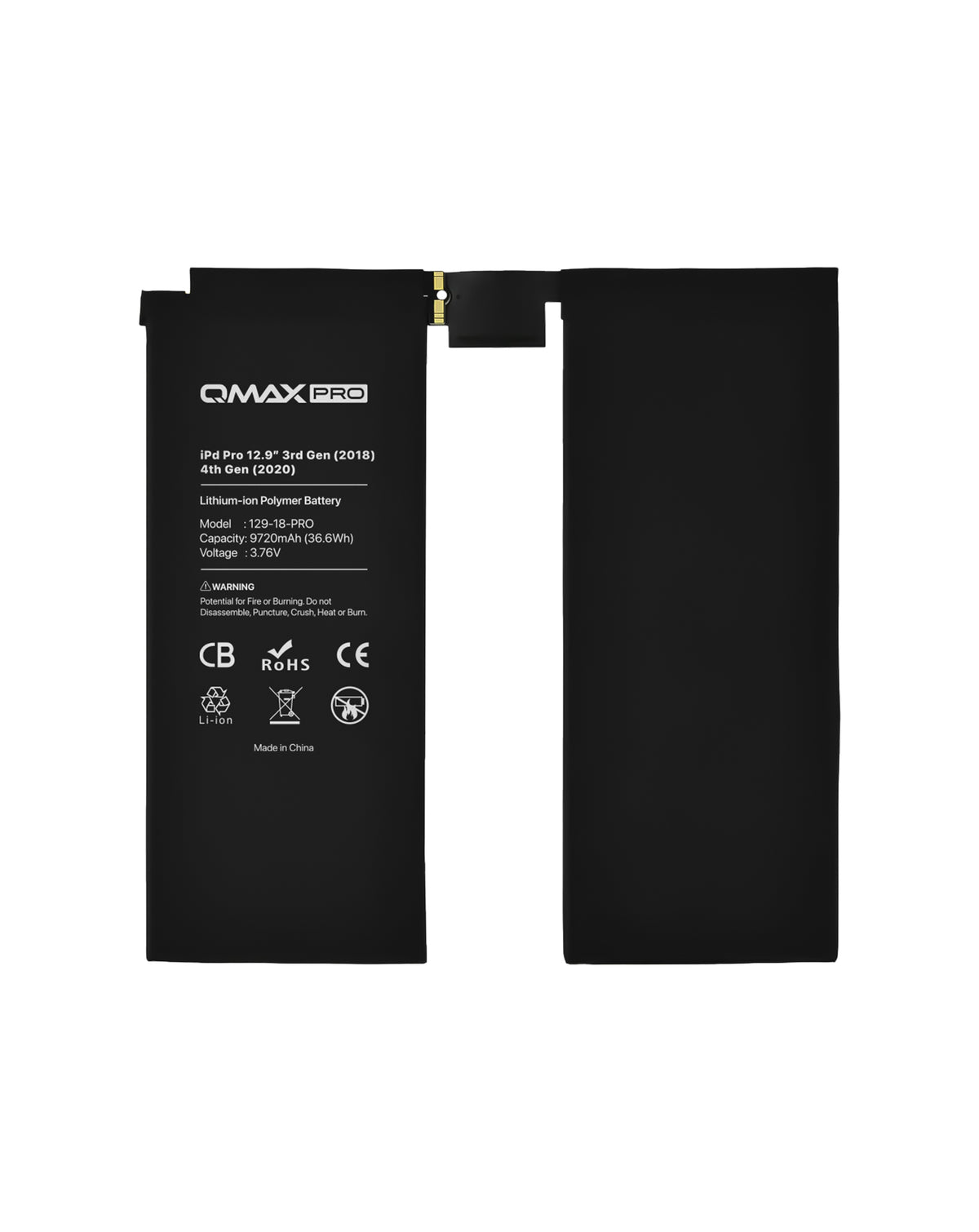 QMAX Replacement Battery for iPad Pro 12.9 (3rd-4th Gen / 2018/2020) (9720 mAh) (Only Ground Shipping)