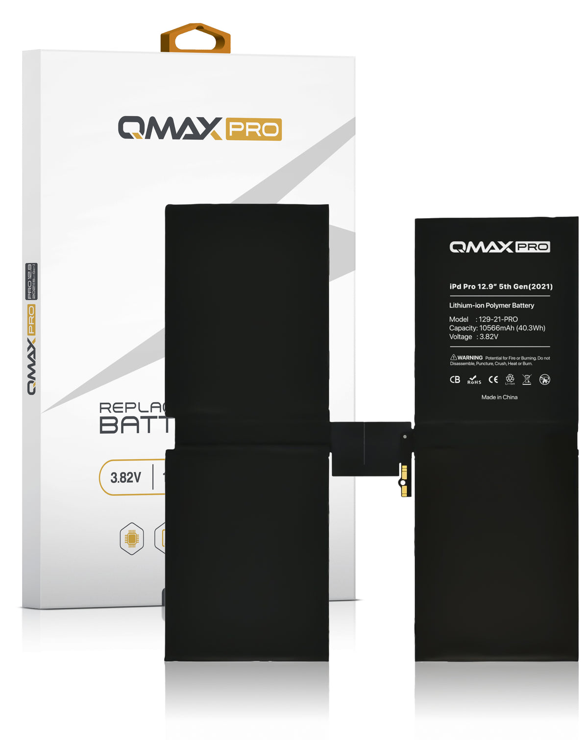QMAX Replacement Battery for iPad Pro 12.9 (5th Gen / 2021) / (6th Gen (2022) (10556 mAh) (Only Ground Shipping)